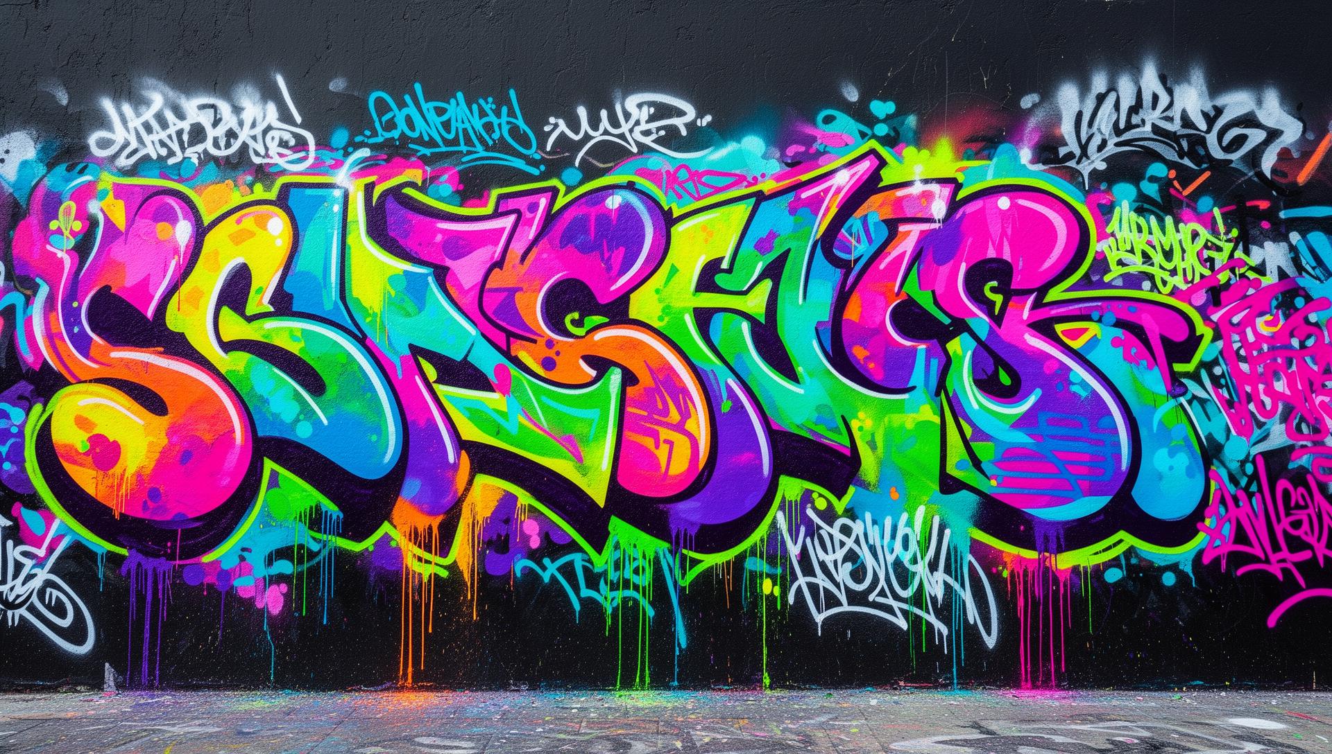 Vibrant street art mural on an urban building wall